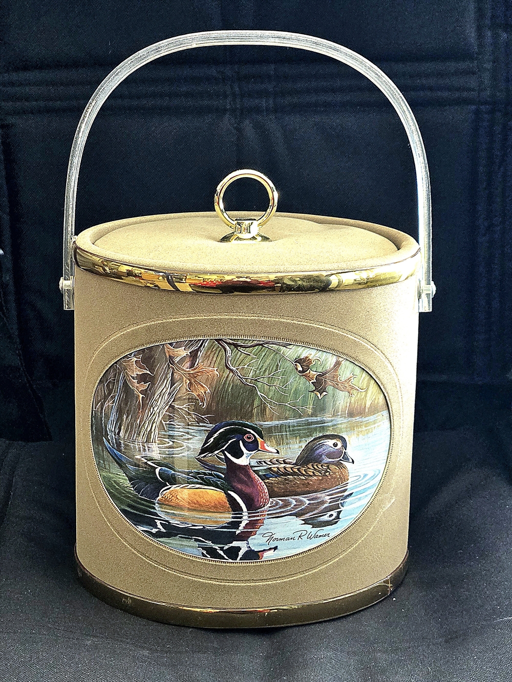 Gold Decorative Ice Bucket with Duck Illustration